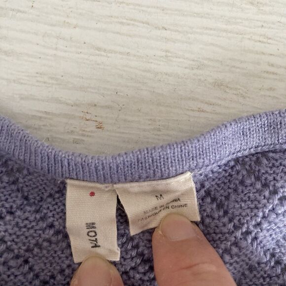 Moth Anthropologie Purple Boat Neck Sweater Size Medium Open Knit 3/4 Sleeve - Picture 6 of 6